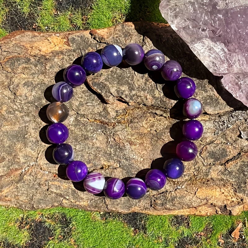Bohemian Style Natural Purple Agate Beaded Bracelet